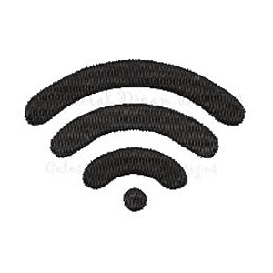 May include: Black embroidered WiFi symbol with three curved lines and a small dot. The design is centered on a white background. The text "Celestial Dream Designs" is visible in the lower right corner.