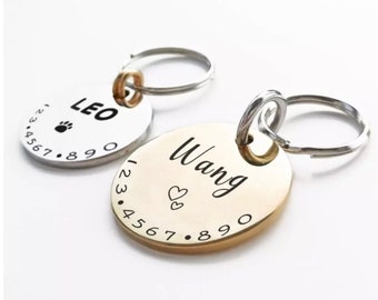 Premium Pet Tag Engraved Personalised Cat Tag, Pet Tag Puppy Name ID Round Tag Collar Hand Finished | Worldwide Delivery | Free Small Gift!