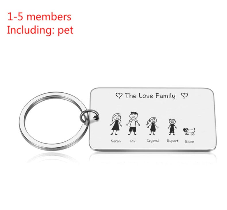 Custom Personalized Family Gifts Keychain Engraved Stainless Steel Keyring  for Mother Father Kids