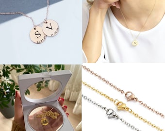 Halskette Monogramm Initial gold, Silber, Roségold, Buchstabe, personalisierte initiale runde Scheibe Halskette, Monogramm Halskette, minimalistisch