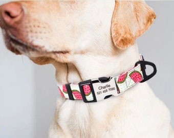 Dog Collar Personalised Laser Engraved Nylon Daisy Floral Art  Lightweight buckle | Worldwide Delivery