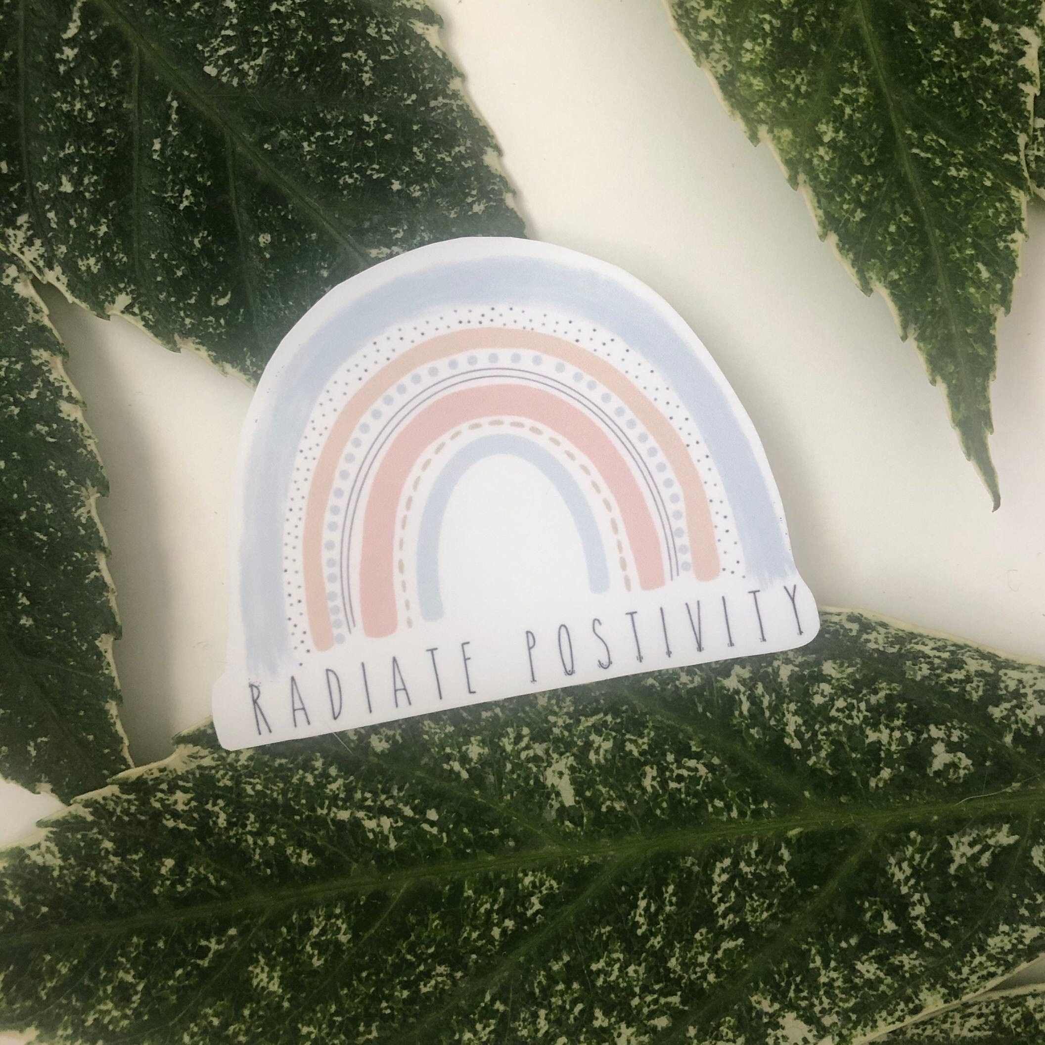 positive rainbow sticker floral and boho aesthetic