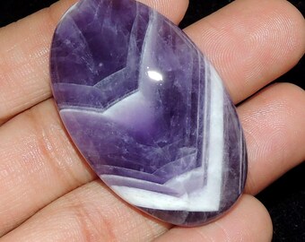 Amethyst Chevron Cabochon: Handmade Gemstone (48X29X8 MM, 112 Cts