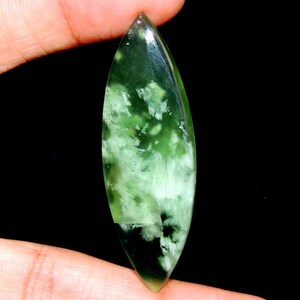 Green Serpentine Marquise Gemstone Cabochon: AAA+ Quality, 45 Ct (58.5X19X5 MM)