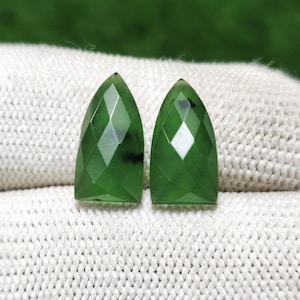 Green Serpentine Gemstone Pair: Fancy Cut Earring Stones (10X15X4MM, 6Cts