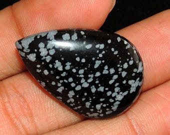 Snowflake Obsidian Cabochon: Polished Gemstone for Jewelry Making (32X21X7 MM, 31 Ct