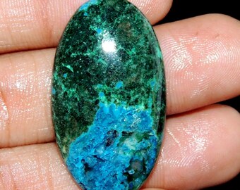Oval Chrysocolla Cabochon: Natural Polished Gemstone, 54Ct