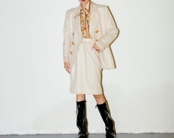 80s vintage Christian Dior ツイードレザージャケット Christian Dior - 1980's Christian Dior ツイードジャケットの
