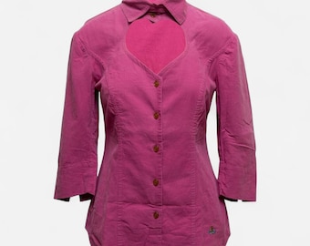 SUPRE RARE Vivienne Westwood Red Label Magenta Corduroy Heart Cutout Top