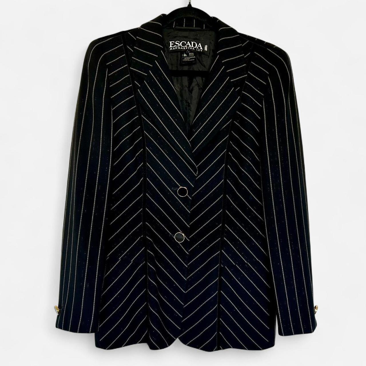 Vintage Escada Virgin Wool Striped Blazer