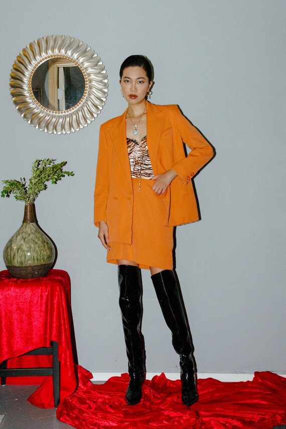 Vintage Gianni Versace Couture Wool Blazer With Lace Trim 2-piece 