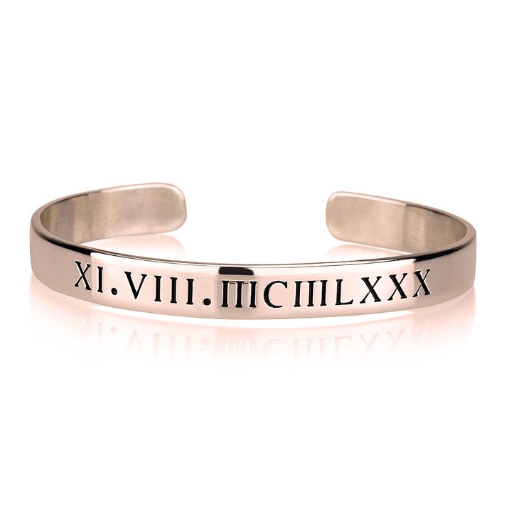 Roman Numerals Cuff Bracelet Solidcutout Sterling - Etsy