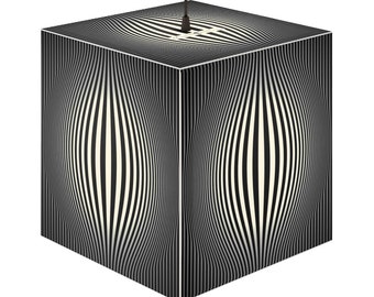 Linear Optical Illusion,PsychedelicHypnotic Art Printed Square Cube LampContemporaryModernTrendy LightHome Decor Gifts,Stackable Lights