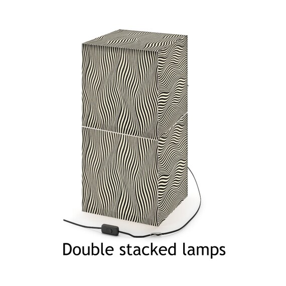 Linear Optical Illusion,PsychedelicHypnotic Art Printed Square Cube LampContemporaryModernTrendy LightHome Decor Gifts,Stackable Lights