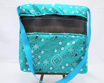 Sugar Glider Hedgehog large bonding Pouch, Guinea Pig travel carrier with  Adjustable Strap Teal Bandana