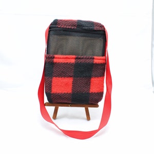 Bonding Pouch Red Plaid- 7in wide x 9in tall, Sugar Glider Travel Bag, Hedgehog Carry Bag, Travel Bag For Hamster, Handmade, Ready to Ship