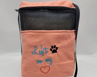 Bonding Pouch Pawprints Left on my Heart- 7x9 inches, Sugar Gliders, Hamster Carrier, Small Animal Bonding Bag, Ready to Ship, Handmade