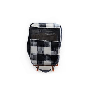 Bonding Pouch Black and White Plaid- 7x9 in,Adjustable Strap, Sherpa, Sugar Glider, Hamster, Small Animal, Ready To Ship, Handmade,