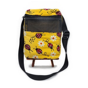 Bonding Pouch Lady Bug 7x9 in.  Adjustable Strapping, Sugar Glider, Small Bonding Pouch, Hamster Carrier, Travel Bag , Ready to Ship