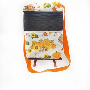 Bonding Pouch Fall Pumpkin 7 x 9 Adjustable Strapping, Sugar Glider, Small Bonding Pouch, Hamster Carrier, Travel Bag , Ready to Ship