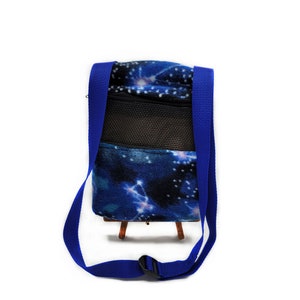 Bonding Pouch Outer Space- 7 x 9  Adjustable Strapping, Sugar Glider, Small Bonding Pouch, Hamster Carrier, Travel Bag , Ready to Ship