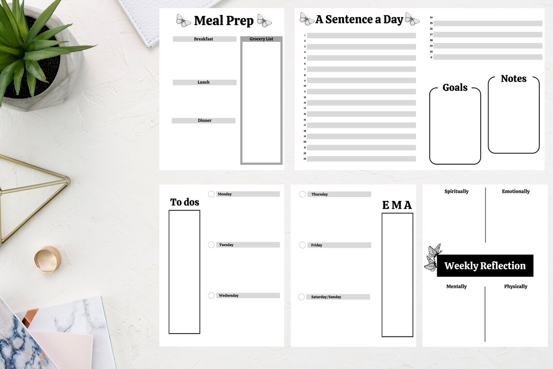 Butterfly Themed Bujo Canva Template Etsy