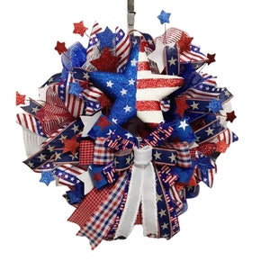 Patriotic Wreath for front door, Red White & Blue Wreath, Memorial Day Wreath, Patriotic Door Wreath, Presidential Door Hanger, Gift Idea