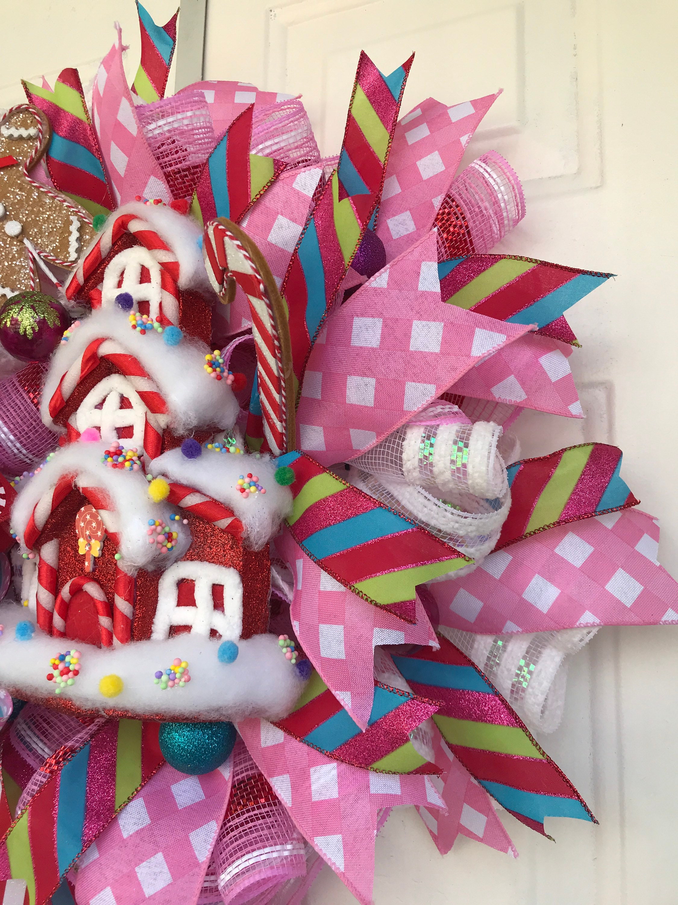 Gingerbread House Christmas Wreath: Peppermint Candy Holiday Decor - Etsy
