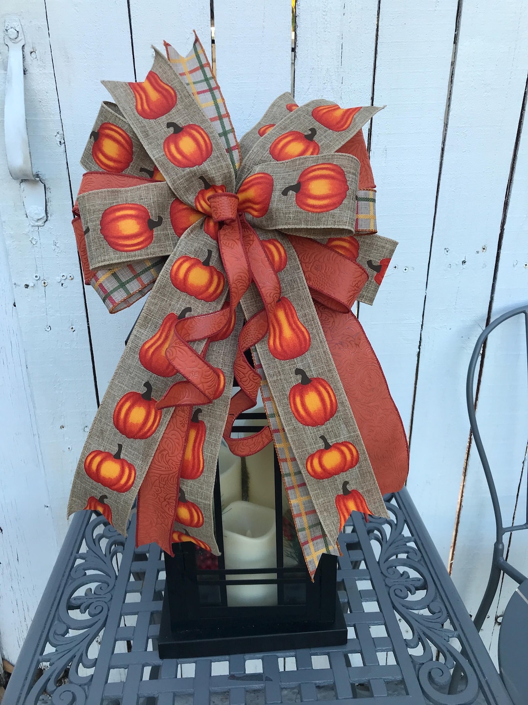 Rustic Fall Bow Rustic Pumpkin Fall Bow: Burlap Farmhouse Decor - Etsy