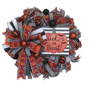 Whimsical Halloween Wreath: Trick or Treat Front Door Decor