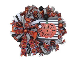 Whimsical Halloween Wreath: Trick or Treat Front Door Decor