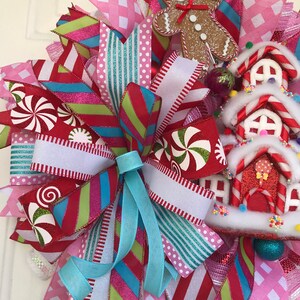 Gingerbread House Christmas Wreath: Peppermint Candy Holiday Decor - Etsy