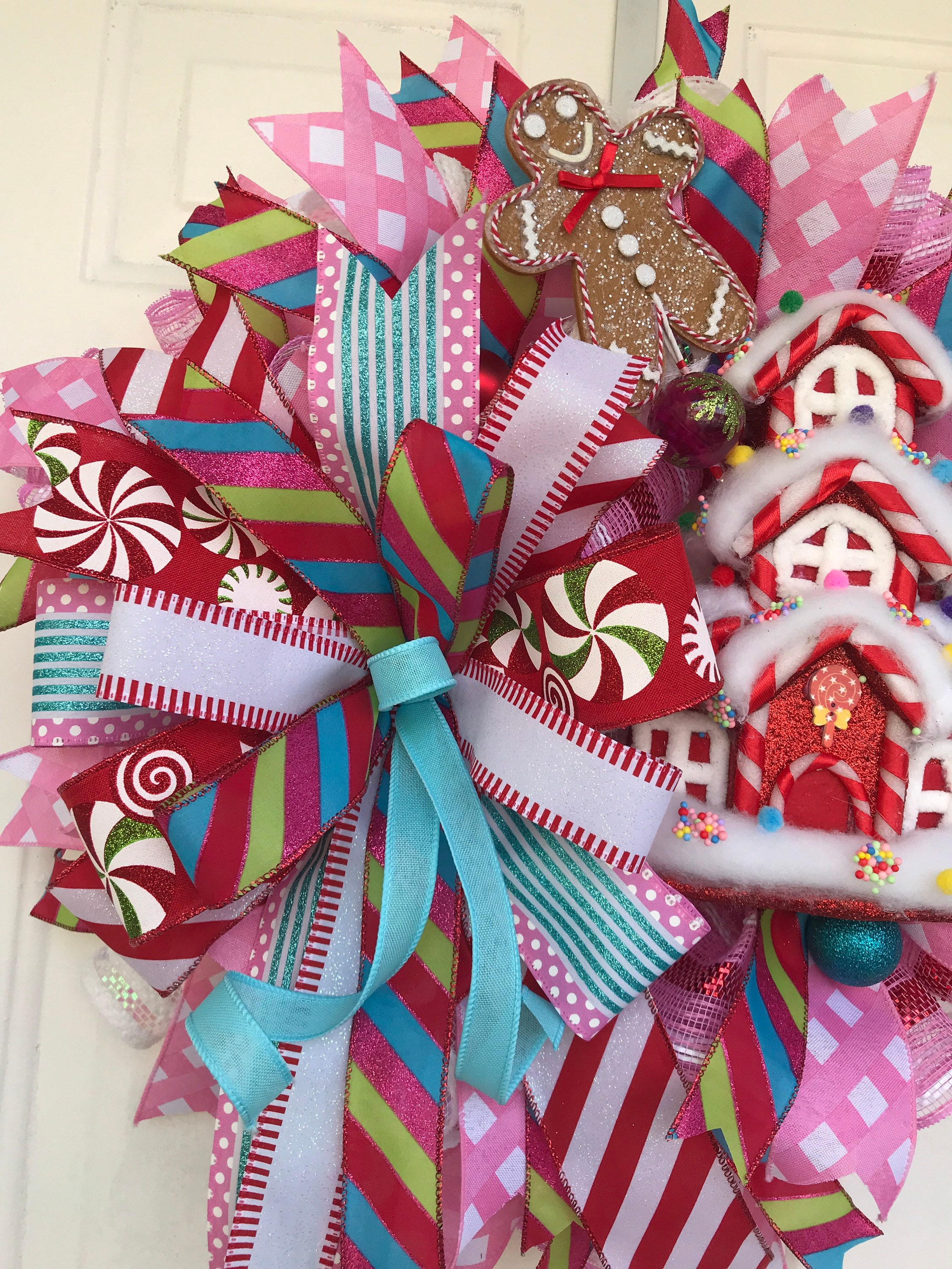 Gingerbread House Christmas Wreath: Peppermint Candy Holiday Decor - Etsy