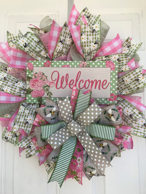 Sign Wreath Outdoor Decor Spring Front Door Decor Etsy