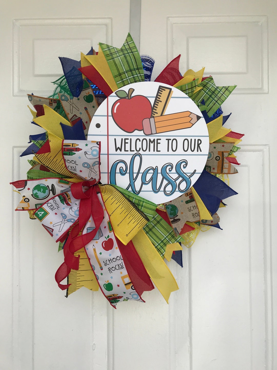 Back to School Small Wreath for Front Door Welcome Students With This ...