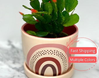 Boho Planter Pots with Drainage 4.5" | Glazed Planters and Pots Indoor | Boho Wall Decor | Indoor Ceramic Plant Pots with Drainage