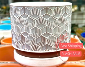 Geometric Planter Pots with Drainage Set | Glazed Planters and Pots Indoor | Planter with Saucer | Indoor Ceramic Plant Pots with Drainage