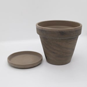 Terracotta Pot with Saucer and Drainage Terracotta Planter Planter Plant Pot Plant Pot with Drainage Indoor Planters Basalt image 9