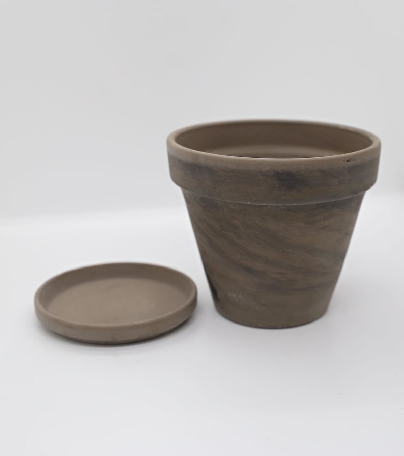 Terracotta Pot with Saucer and Drainage Terracotta Planter Planter Plant Pot Plant Pot with Drainage Indoor Planters Basalt image 9