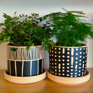 Primal Planter Pots with Drainage Set | Glazed Planters and Pots Indoor | Planter with Saucer | Indoor Ceramic Plant Pots with Drainage