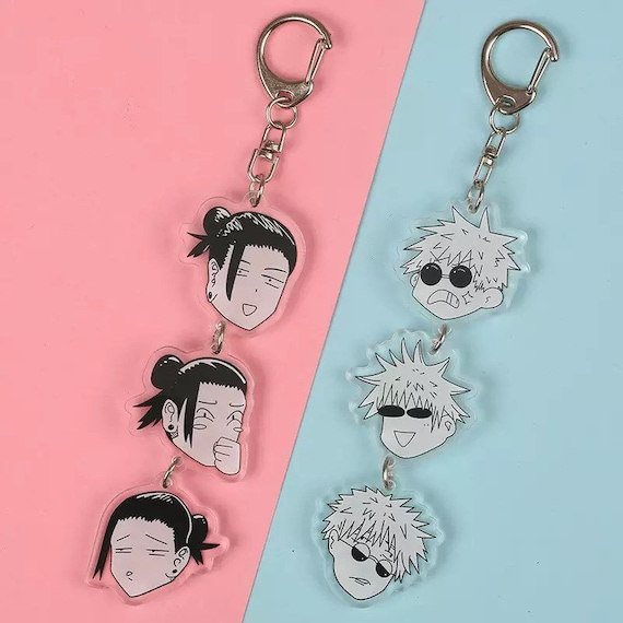 Jujutsu Kaisen Gojo Satoru and Geto Keychain Keyring Anime Charm