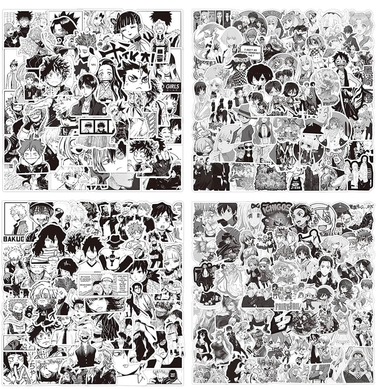 Source 100Pcs Black White Anime Posters Collection Graffiti Stickers For  Notebook Skateboard Water Bottle Pvc Stickers on malibabacom