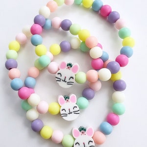 Pulseiras de coelho | Presentes para cestas | Cesta de Páscoa | Pulseira de Páscoa | Pulseira de miçangas | Presentes para crianças | Páscoa | Cartão de Páscoa | Primavera
