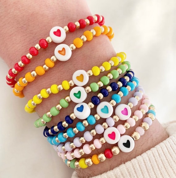 BOHO WOOD FACET BEAD HEART BRACELET SET | 25B303 – JOSSLYN