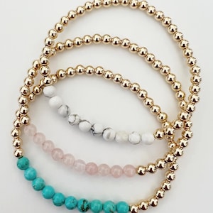 GEMMA Beaded Bracelet | 14k Gold | Sterling Silver | No tarnish | Water Resistant | Colorful | Gift | Pearl | Rose Gold | Turquoise | Gems