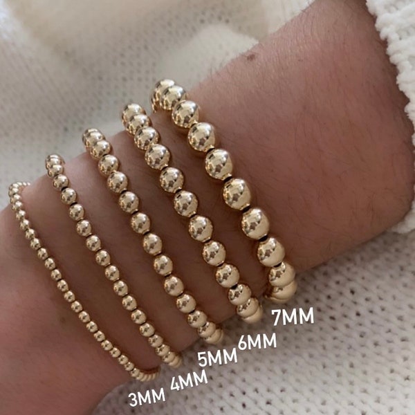 Personalized or Plain 14k Gold Filled Bracelet | No tarnish | Water Resistant | Custom | Beaded Bracelet | Gold | Womens | Women