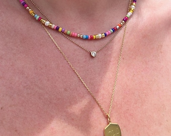 Bunte Perlen-Halskette | Sommertrend | Trendy | Bunt | Perlen Halskette | Perlen | Mehrfarbig | Gold gefüllt