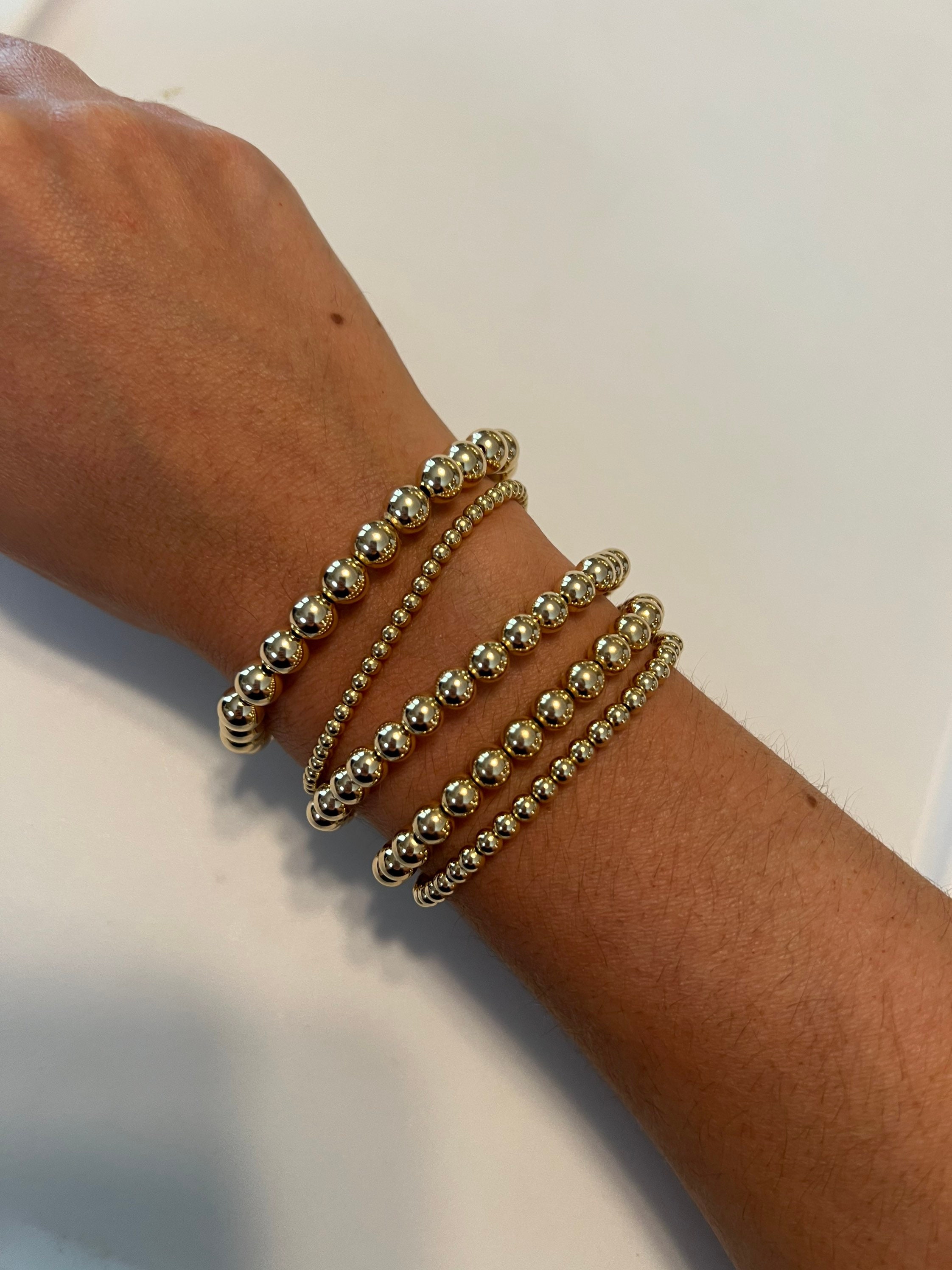 Plain 14K Gold Beaded Bracelets