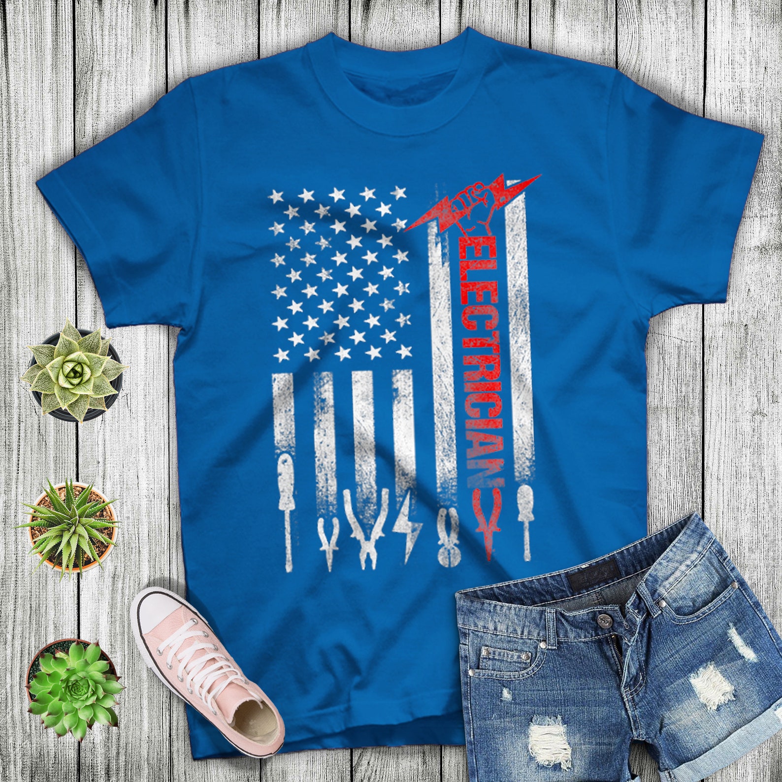 Electrician American Flag Usa Flag 5 Electrician Etsy