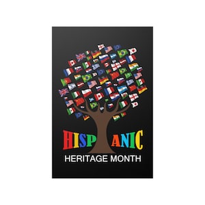 Hispanic Wall Poster National Hispanic Heritage Month Flag Tree Wall Art Print Poster Home Decor